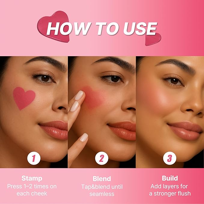 TOUCH IN SOL In My Heart Stick Blush (#Punch Pink) - Pink Cream Blush Stick for Korean Makeup, Lip & Cheek Multi-Use, Blendable Milk Blusher for Dewy Glow, Kbeauty (0.21 Oz)