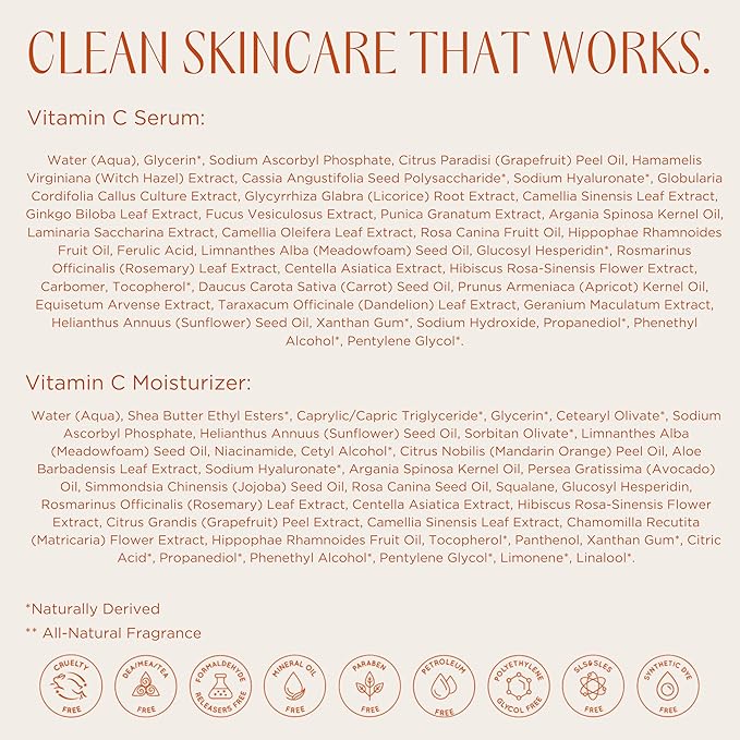 InstaNatural Vitamin C Four Step Skin Care Set with Face Wash, Toner, Serum & Moisturizer | All Natural Brightening & Hydrating Routine with Botanical Extracts – 1.68 Fl Oz (Pack of 4)