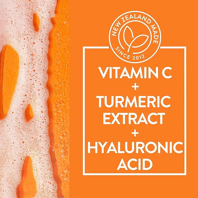 By Nature Vitamin C + Turmeric Gel Cleanser with Hyaluronic Acid – Brightening + Hydrating Face Wash & Makeup Remover for Oily and Acne-Prone Skin, Natural Daily Facial Wash (7oz)