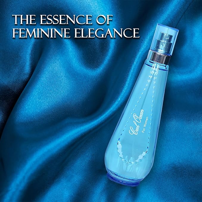 Cool Ocean Women Eau de Parfum Spray Perfume, Fragrance For Women-Daywear, Casual Daily Cologne Set with Suede Pouch- 3.4 Fl Oz Bottle Beauty Gift for Birthday, Anniversary
