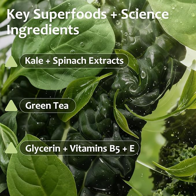 Facial Cleanser with Kale Green Tea Spinach & Vitamins B5 E, Gentle Gel-to-Foam Face Wash, Hydrating Daily Cleanser for All Skin Types, Deep Clean Nourishing Formula, Soft Brush Included, 3.38 FL OZ