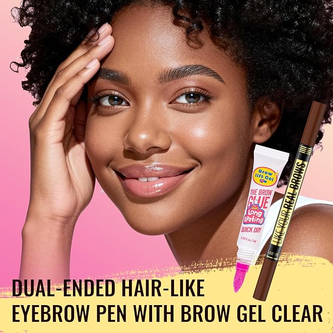 Vevivia Eyebrow Pen - Eyebrow Gel Clear, Dual-Ended Eye Brow Pencils for Women with 4-Fork-Tip and Precise Brush-Tip for Natural Hair-Like Strokes, Last All Day Eyebrow Pencil, Black