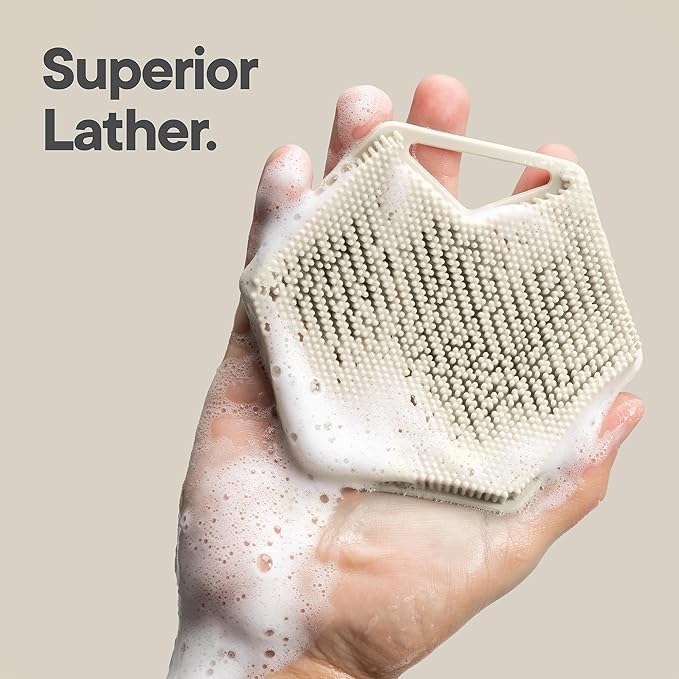 TOOLETRIES Body Scrubber 2.0 – Premium Silicone Scrubber for Cleaning, Exfoliating Your Skin – Extra Long Lather Boosting Bristles with Ergonomic Handle, Long-Lasting & Easy to Clean - Sand