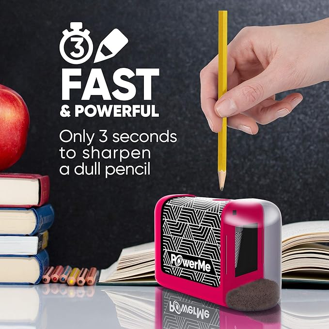 Electric Pencil Sharpener - Pencil Sharpener Battery Powered for Kids, School, Home, Office, Classroom, Artists – Battery Operated Pencil Sharpener For Colored Pencils, Ideal For No. 2 (Pink)