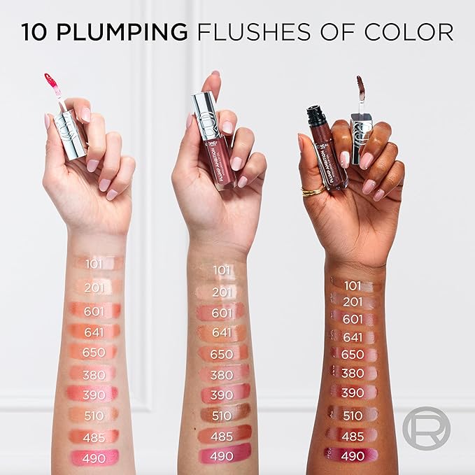 L'Oreal Paris Plump Ambition Hyaluron Lip Oil, 24 HR Lip Gloss with Hyaluronic Acid, Volumizing Formula with Glass-Like Shine, Worth It 601, 0.16 Fl Oz