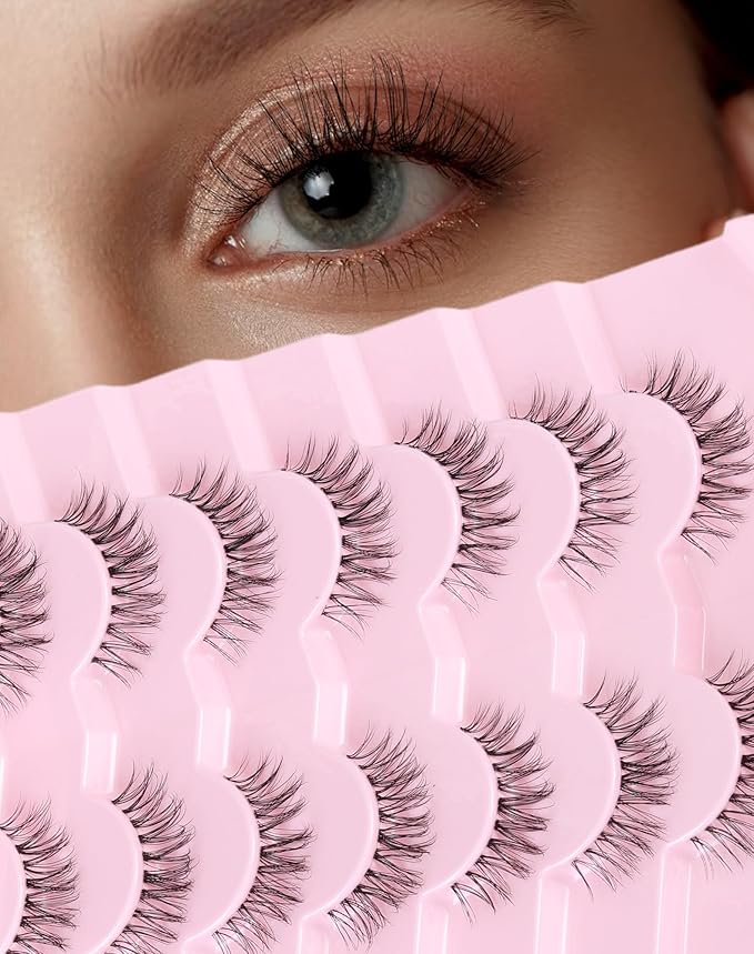 Lashes Wispy Short Eyelashes Natural Look False Eyelashes Strip Eye Lash Soft Lashes Fluffy Pack 7 Pairs Everyday Lash C12