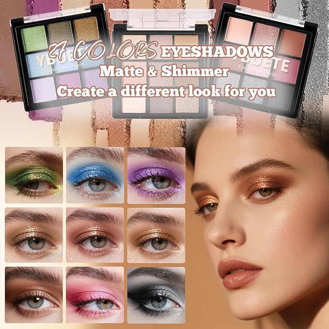 Makeup Full Kit for Beginners Girls Women, Travel Makeup Set Present for Her,Cosmetic Set Include Eyeshadow Blush Lip Gloss Peel Off Lip Stain Eyeliner Mascara Eyebrow Pencil Cosmetic Bag