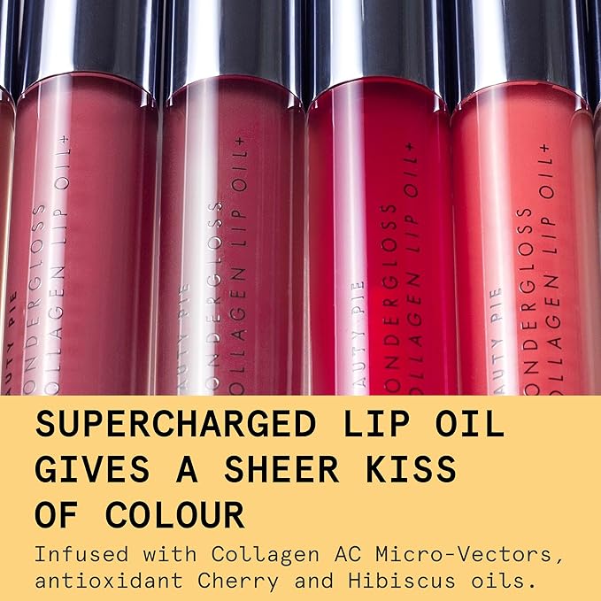 Beauty Pie Wondergloss Collagen Lip Oil + Spicy Pink 0.13 fl oz – Hydrating, Plumping, Non‑Sticky Lip Oil Gloss Hybrid with Collagen AC Micro‑Vectors & Cherry Hibiscus Oils