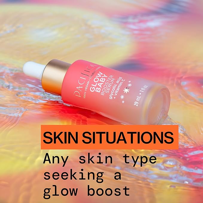 Pacifica Vitamin C Face Serum - Glow Baby Booster Facial Serum 2-PACk - Glycolic Acid - Dark Spot Corrector Anti Aging Brightening - Dermatologist Tested, Fragrance Free Clean Skin Care