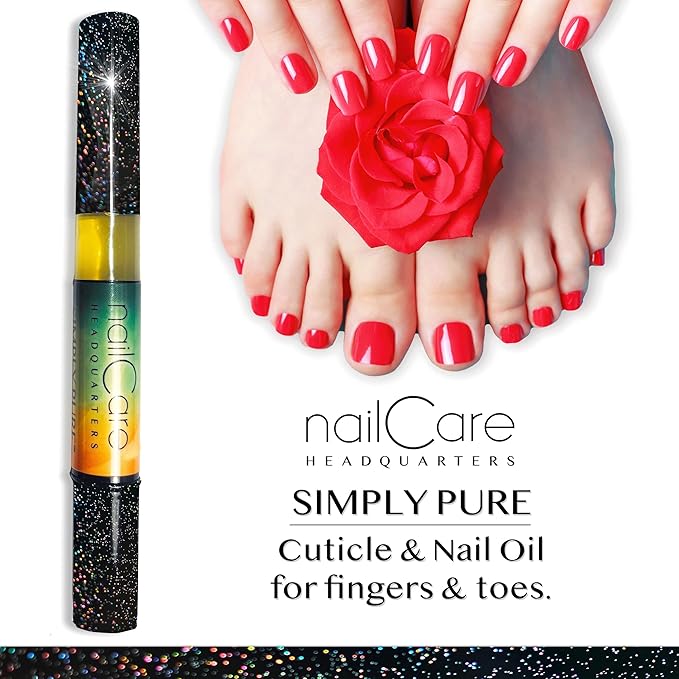 Cuticle Oil Pen for Nails - Nail Strengthener & Growth Nail Oil Serum for Damaged Nails, Hangnails w/Jojoba cuticle oil—Cucumber Melon Fragrance - Holographic Glitter Pens 4-Pack