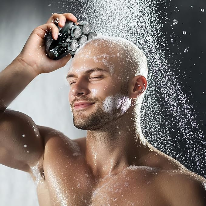 Head Shavers for Bald Men: Enhanced Detachable Head Shaver - IPX7 Waterproof Electric Razor for Men - 7D LED Display Rechargeable Shaving Grooming Kit (Hunter Green)