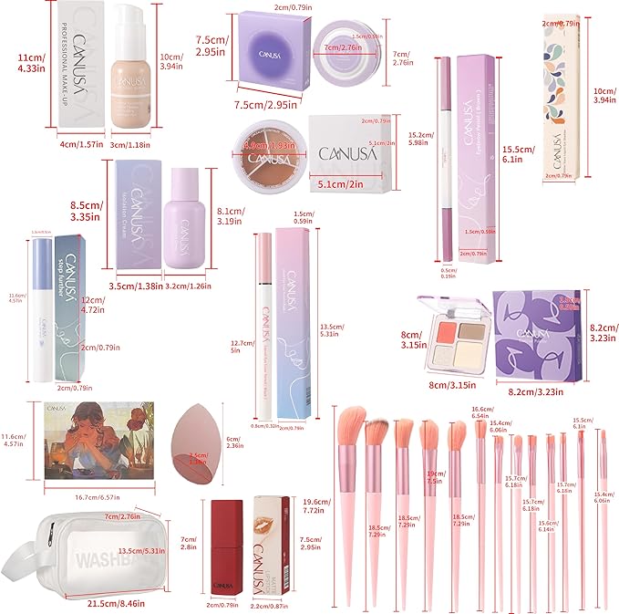 26Pc Full Face Makeup Set Gift Surprise for Women Cosmetic Essential Starter Bundle Include 24 Colors Eyeshadow Palette, Lipstick,13-NI-1 glamour-brush set. Pack Flawless (DEEP-BEIGE C2c, ONE SIZE)