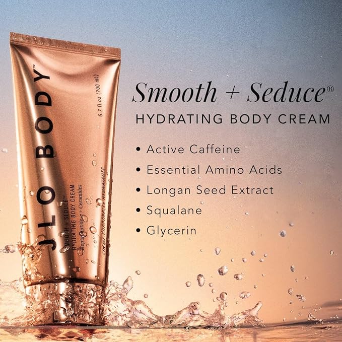 JLO BEAUTY Firming Body Lotion & Hydrating Moisturizer, Enriched with Peptides, Hyaluronic Acid, Ceramides & Caffeine, Whipped Body Cream For Women, Firming Skin Care, Smooth + Seduce, 6.7 Oz
