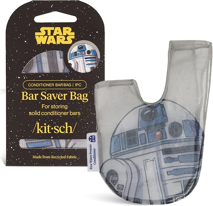 Kitsch x Star Wars R2-D2 Soap Saver Bag – Patented Mesh Bag Soap Holder for Shampoo & Conditioner Bars - Extends Use & Prevents Soggy Mess - Recycled Mesh Beauty Pouch, Eco-Friendly