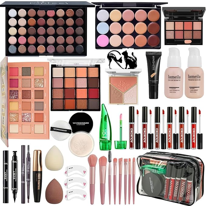All in One Makeup Kit for Women Full Kit,Makeup Set for Women, Includes Eyeshadow Palette/Foundation/Lipstick/Eyeliner/Mascara/makeup Brush,Makeup Gift Set for Christmas & Birthday&Holiday&Everyday.