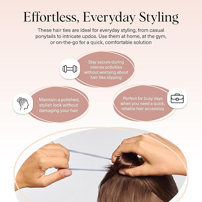 Kitsch Hair Ties No Damage - Strong, Stretchy Hair Bands | Soft Nylon Ponytail Holders, Snag-Free Rubber Bands, Perfect for Updos & Braids - Garden Bouquet | Ideal Gifts for Women, 8pcs