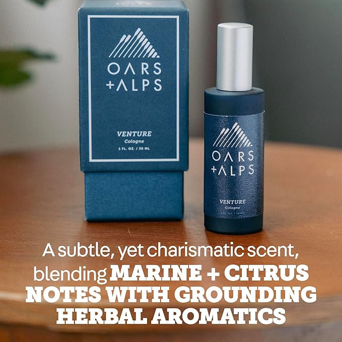 Oars + Alps Venture Mens Cologne and Body Spray, Travel Size Cologne for Men Body Spray, Citrus & Herbal Fragrance, Scented with Bergamont, Coastal Lime, Caradom and Fir Blends Refreshing, 1oz