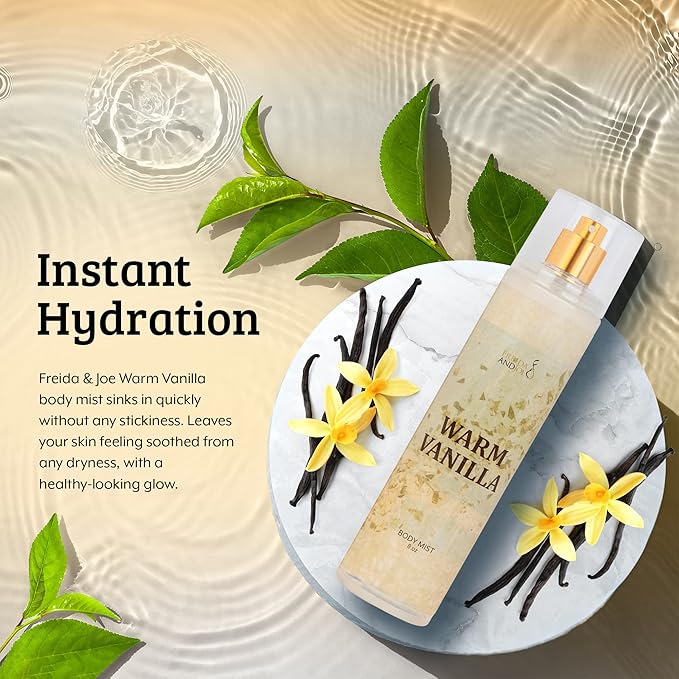 Warm Vanilla Unisex, Womens Perfume Fragrance Body Mist & Sprays, Women's Fruity Luxury Scented Gifts & Presents, 8 oz Fine Mist Spray Bottle (Warm Vanilla)