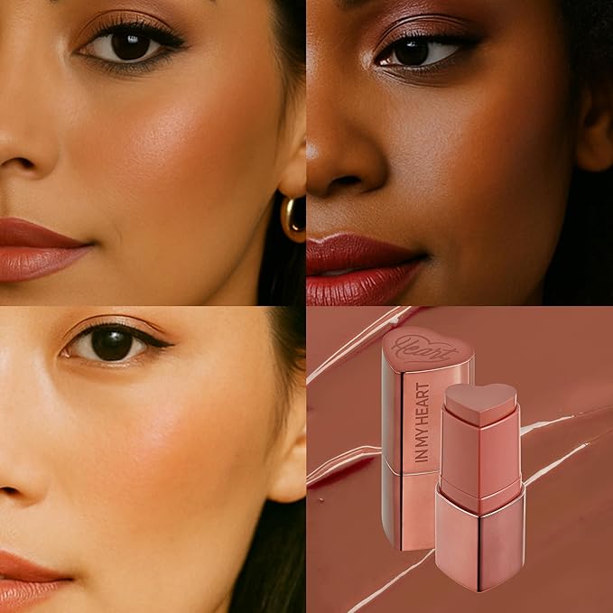 TOUCH IN SOL In My Heart Stick Blush (#Reddish brick) - Cream Blush Stick for Korean Makeup, Lip, Cheek & Shading Multi-Use, Blendable Milk Blusher for Dewy Glow, Kbeauty (0.21 Oz)