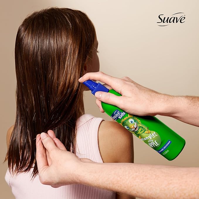 Suave Kids Silly Apple Detangler Spray, Tear-Free Leave In Conditioner for Kids, Smooths & Tames Knots for Soft, Shiny Hair, 6 Count, 10 fl oz