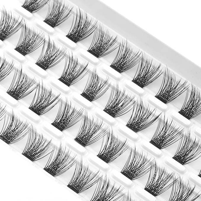 Lash Clusters, DIY Eyelash Extension, 40 Clusters Reusable Individual Lash Clusters, 3D Effect Wispy C Curl False Eyelashes for Home Eyelash Extensions (10mm)