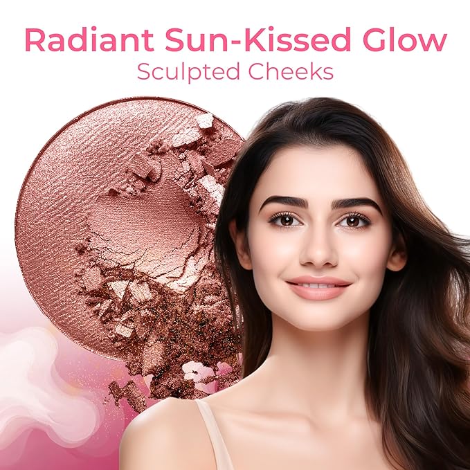 16pc Beginner Mineral Makeup STARTER KIT with 10 BRUSHES(5gm)Sample Size Foundation, Primer, Blush, Bronzer, Setting Powder for Learning, Occasional Use,First Time Users, Travel Size Kit(Pink Bisque)