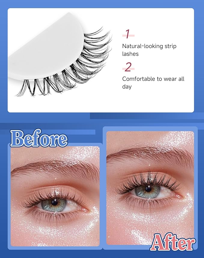 Lashes Wispy Short Eyelashes Natural Look False Eyelashes Strip Eye Lash Soft Lashes Fluffy Pack 7 Pairs Everyday Lash C12
