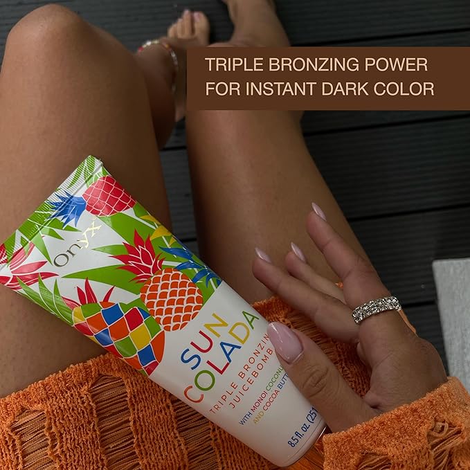 Onyx Suncolada Triple Bronzing Lotion for Tanning Bed - Indoor Dark Tanning Accelerator with Bronzer | Anti-Aging, Hydrating, Streak-Free formula | 8.5 fl oz