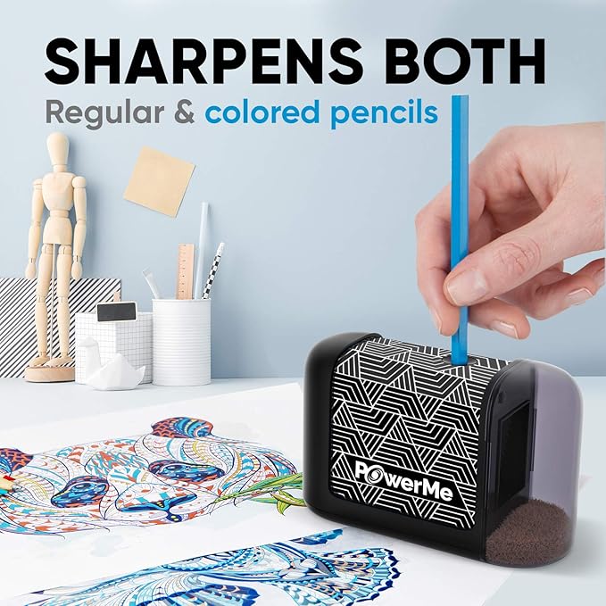 Electric Pencil Sharpener Battery Powered for Kids, School, Home, Office, Classroom, Artists Battery Operated Pencil Sharpener for Colored Pencils, Ideal for No. 2