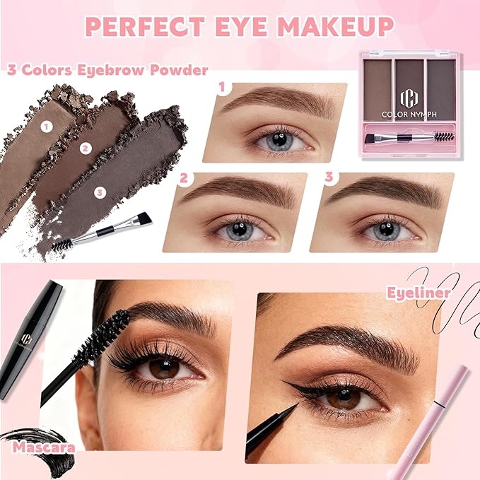 Color Nymph Makeup Sets for Women Teen Girls with 2-in-1 Travel Handbag, All In One Makeup Kits Full Kit Includes Eyeshadow Lipgloss Eyebrow Powder Highlighter Blush Mascara Eyeliner Lipliner & Puff