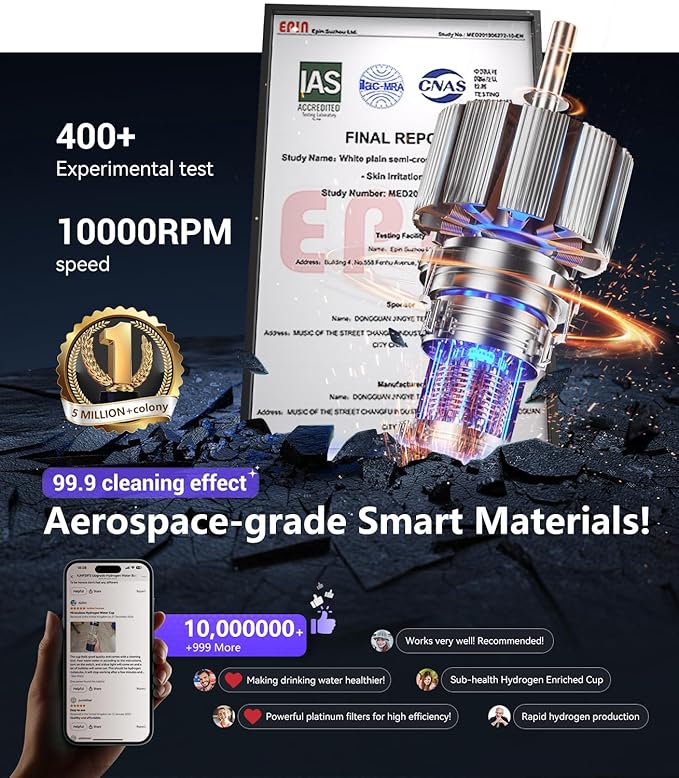 5.0 Upgraded Makeup Brush Cleaner Machine【Industry NO.1-10000 RPM Turbine Motor】Electric Makeup Brush Cleaner【SGS Certified - Zero Dust Residue】Universal One-Button Cleaner, makeup brushes cleaner