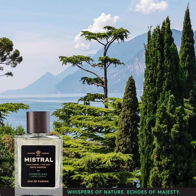 Mistral Men’s Cologne – Cypress Oak Eau de Parfum | Fresh & Woody Masculine Fragrance with Green Apple, Sandalwood & Musk | Cruelty-Free & Long-Lasting Perfume for Men, Made in France - 3.4 Oz