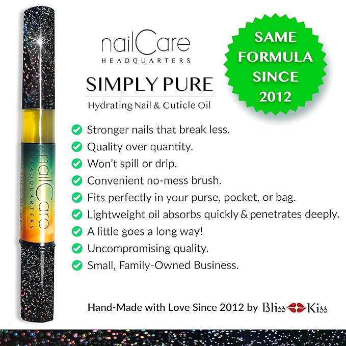 Cuticle Oil Pen for Nails - Nail Strengthener & Growth Nail Oil Serum for Damaged Nails, Hangnails w/Jojoba cuticle oil—Cucumber Melon Fragrance - Holographic Glitter Pens 4-Pack