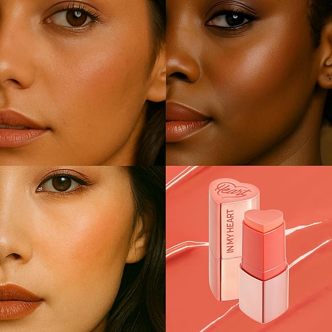 TOUCH IN SOL In My Heart Stick Blush (#Sunset Coral) - Cream Blush Stick for Korean Makeup, Lip & Cheek Multi-Use, Blendable Milk Blusher for Dewy Glow, Kbeauty (0.21 Oz)