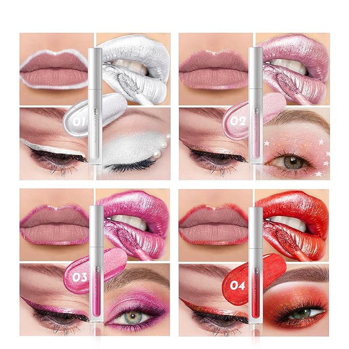 YOUNG VISION 8Pcs Lip Gloss Collection Makeup Set Set, Shiny Smooth Soft Liquid Lip Glosses, Non Transfer Gloss, Multi-Purpose Lip Liner, Gloss, Eyeliner & Eyeshadow for Girls and Women Makeup