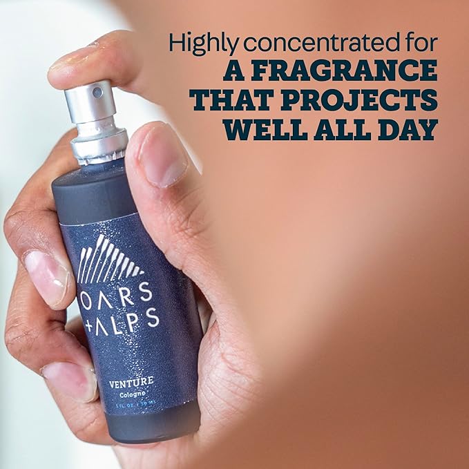 Oars + Alps Venture Mens Cologne and Body Spray, Travel Size Cologne for Men Body Spray, Citrus & Herbal Fragrance, Scented with Bergamont, Coastal Lime, Caradom and Fir Blends Refreshing, 1oz