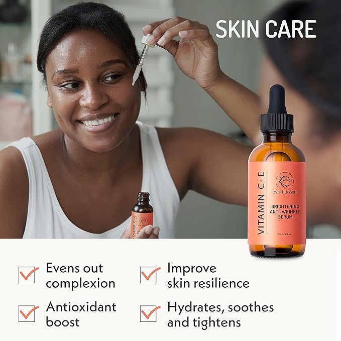 Eve Hansen Vitamin C Serum for Face - Facial Serum with Hyaluronic Acid, Vitamin E and Aloe Vera 1 oz - for softer, smoother, and more refined Skin
