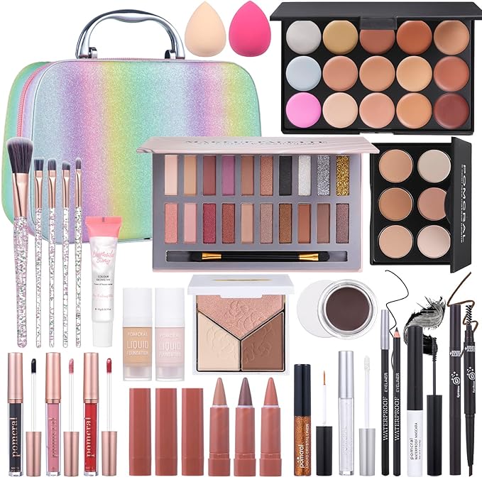 Makeup Kit For Women Full Kit, Makeup Set For Girls Teen Women, Makeup Gift Set With Eyeshadow Palette, Foundation, Concealer, Lipstick, Brushes (20 color makeup kit)