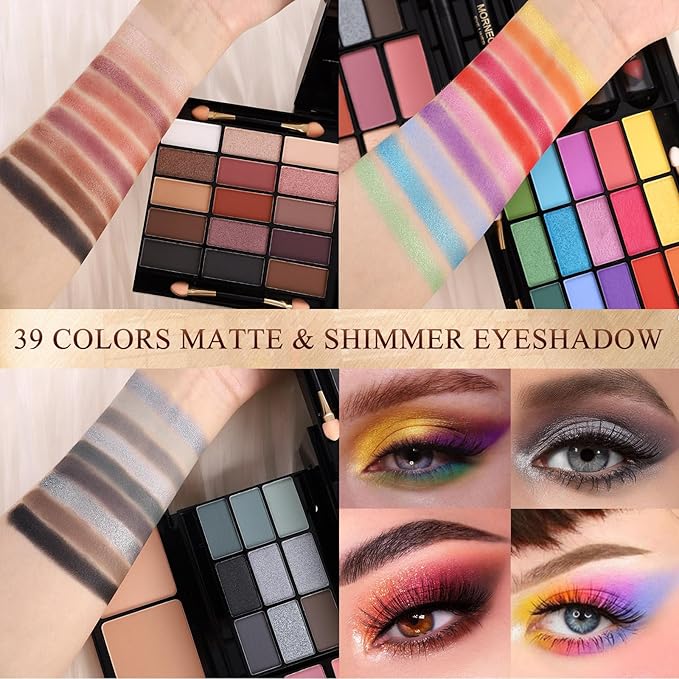 Professional Makeup Kit for Women Girl Full Kit with Mirror 60 Colors All in One Make up Gift Set Included Eyeshadow,Blusher,Highlighter,Compact Powder,Brow Powder,Lipstick,Glitter,Eyeliner,Mascara 02