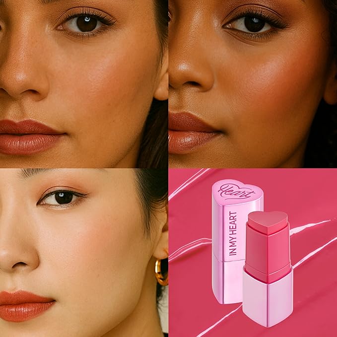TOUCH IN SOL In My Heart Stick Blush (#Punch Pink) - Pink Cream Blush Stick for Korean Makeup, Lip & Cheek Multi-Use, Blendable Milk Blusher for Dewy Glow, Kbeauty (0.21 Oz)