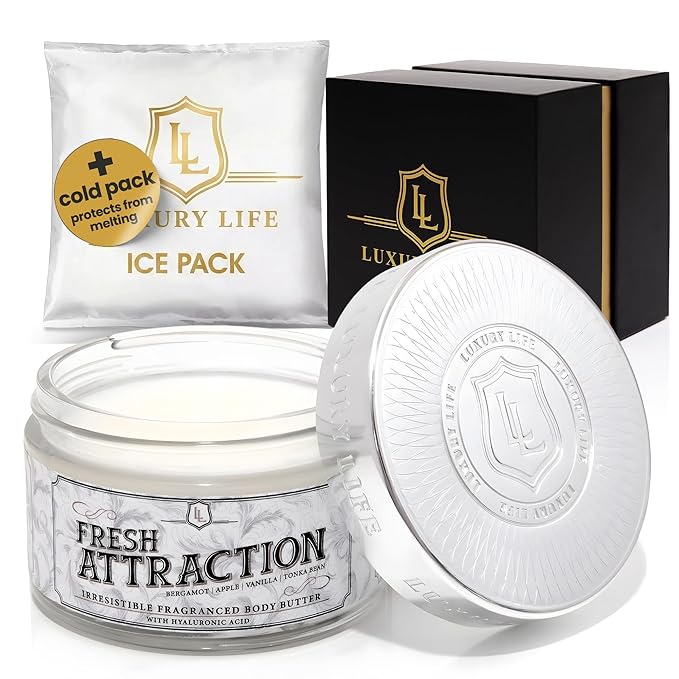 LUXURY LIFE BUTTER - Irresistibly Scented Body Butter with Hyaluronic Acid for Ultimate Moisture. Luxurious Natural Fragrance. Hydrates for a Non-Greasy Glamorous Glow, Fresh Attraction, 5 oz.