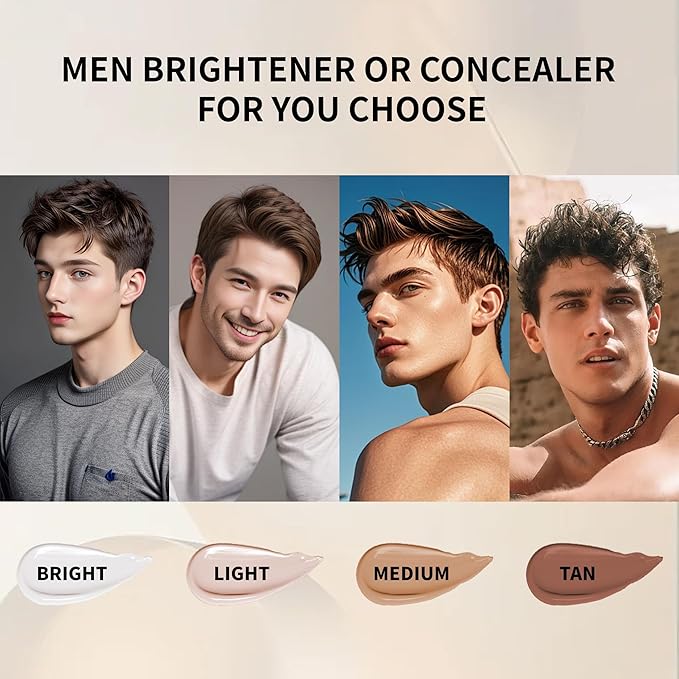 Men's BB Cream Foundation,Hydrating Non-Greasy Tinted Moisturizer for men, Long Lasting Matte Concealer Full Coverage Men CC Cream Foundation for All Skin Types, 30g/1.05 oz