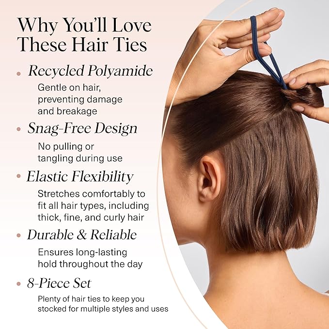 Kitsch Hair Ties No Damage - Strong, Stretchy Hair Bands | Soft Nylon Ponytail Holders, Snag-Free Rubber Bands, Perfect for Updos & Braids - Garden Bouquet | Ideal Gifts for Women, 8pcs