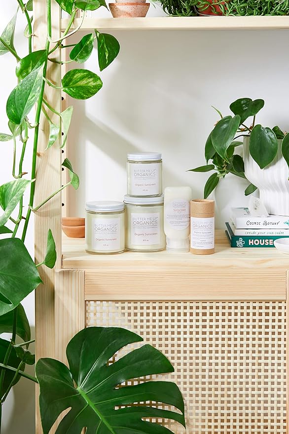 Butter Me Up Organics Natural Zinc Oxide Sunscreen SPF 45+, Reef-Safe, Non-Nano Mineral Sunblock, Water-Resistant with Shea Butter & Coconut Oil, Chemical-Free, Eco-Friendly, 4oz Jar