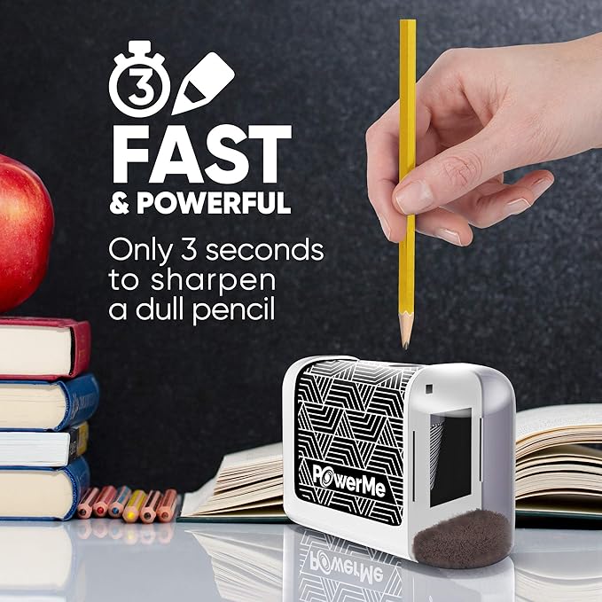 Electric Pencil Sharpener - Battery Powered for Kids, School, Home, Office, Classroom, Artists Ideal for Colored Pencils