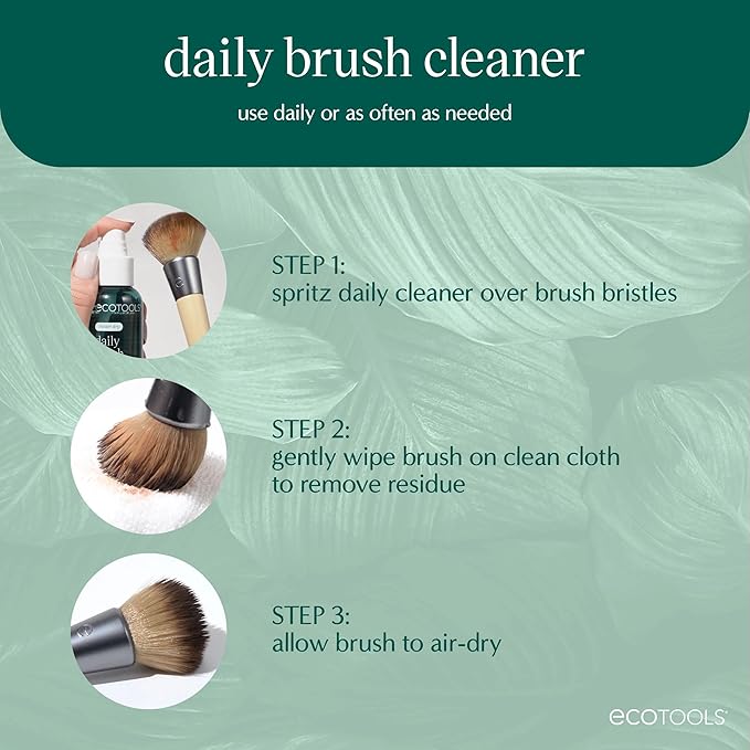 EcoTools Daily Makeup Brush Cleanser Spray, Quick Drying, Fragrance Free & Dermatologist Tested, Travel Size, TSA Approved, Cruelty-Free & Vegan 3 fl oz./89 ml. Bottle XL Refill