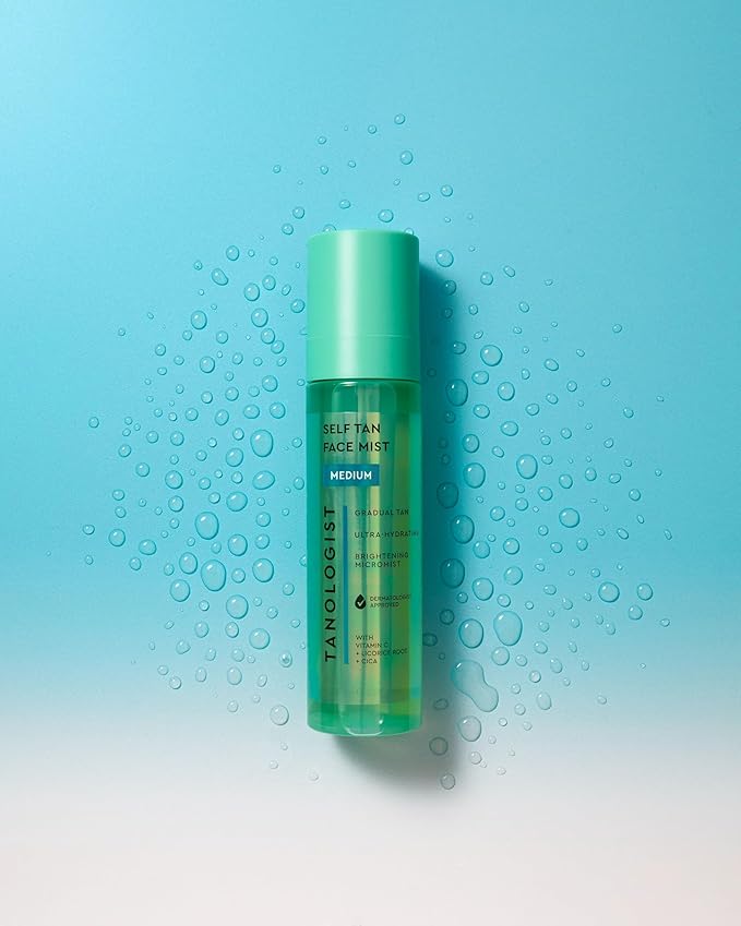 Tanologist Self Tan Face Mist, Medium Shade, Hydrating Tanning Spray, Streak-Free, Radiant Finish, Paraben-Free, No Fake Tan Smell, For All Skin Types, 3.38 fl. oz/100 ml Bottle