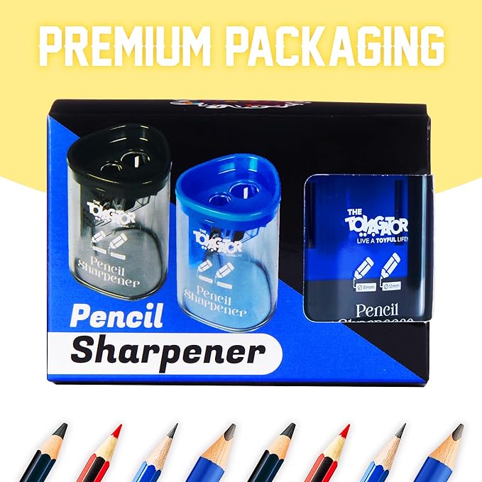 Pencil Sharpener - Dual Hole Premium Quality Sharpener for Standard, Large Colored & Makeup Pencils - Portable Pencil Sharpener for Kids, Artists, Office & Makeup Pencils