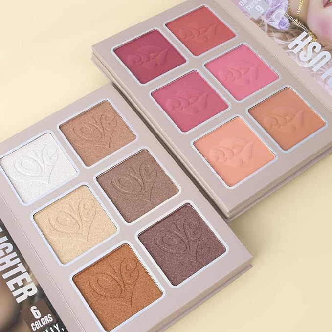 The first choice for holiday gifts 43-color makeup palette, eye shadow, highlighter and blush for contouring, multi-texture combination matte/pearl/fine glitter Suitable for gift giving (A)