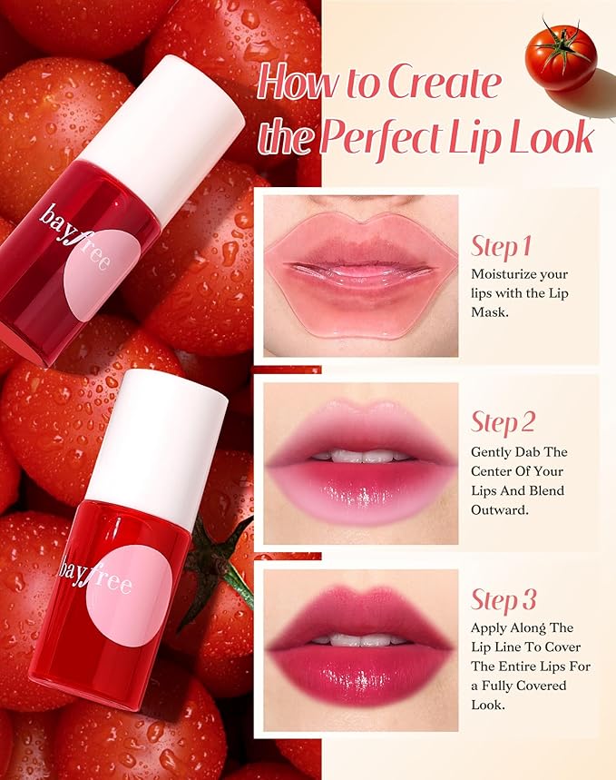 bayfree Lip Tint Stain Set, Lip Stain Long Lasting Lightweight Waterproof, Transfer-Proof, Non-sticky, Lip Makeup Matte Finish